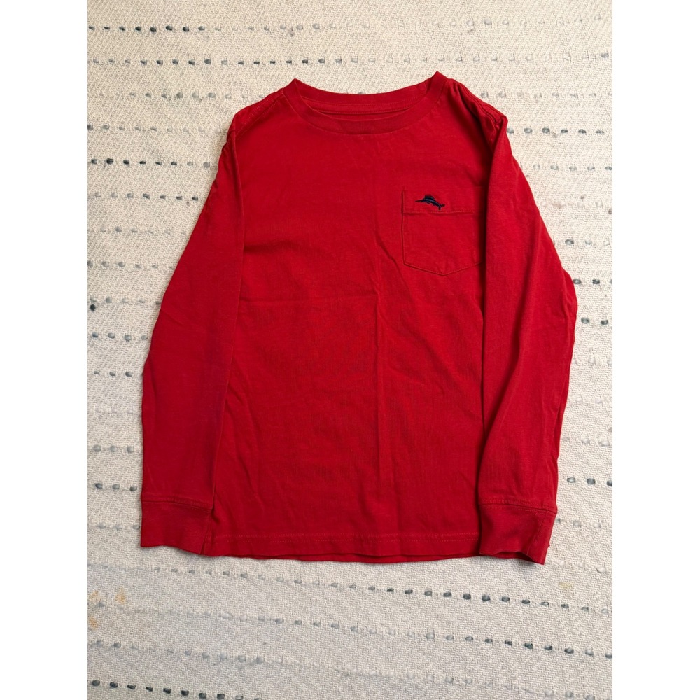 Tommy Bahama Boys Red Long Sleeve Pocket T-Shirt Marlin Logo Size S 6